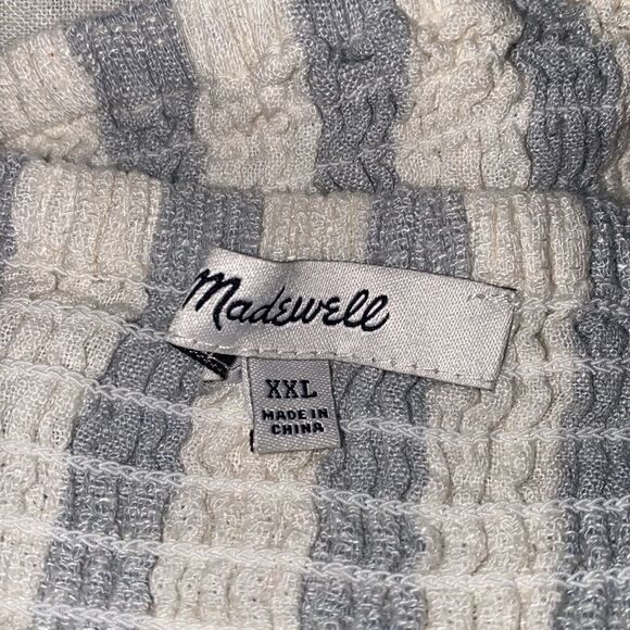 Madewell NWT Linen Blend Abbie Crop Top in Blue White Stripe Size XXL - Picture 12 of 13